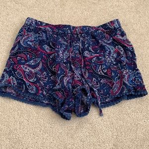 Multi color shorts with fringe